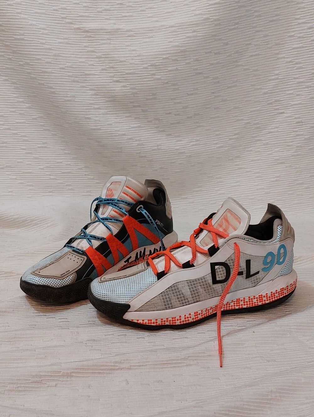 adidas Pusha T × Dame DL90 White Blue Orange Athletic Shoes Size 13